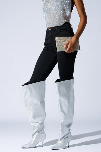 Lange overknee silber - lange,