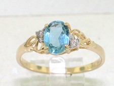 Aquamarin Ring 585 Gelbgold 14Kt Gold natürlicher Aquamarin   2 Brillanten