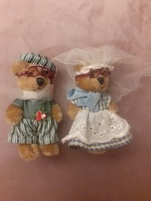 Teddybären Paar Hochzeit festlich gekleidet Schuco Vitage  je 13cm