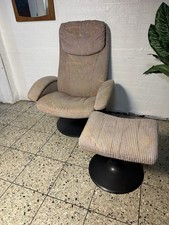 Stressless Sessel Retro Samt  Relaxfunktion + Hocker  1970  Vintage Drehsessel