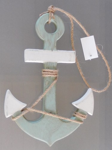 Deko holz anker aquamarin ca - holz, aquamarin,