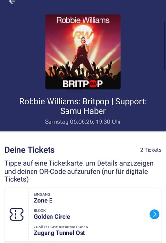 Ticket robbie williams - 1-2, ticket(s)