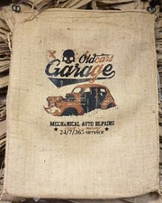 Kaffeesack  MOTIV Old Garage Oldtimer JUTESACK  SACK DEKO Kaffeesäcke