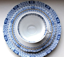 alt Gedeck 3tlg Tasse Untere China Blau Oscar Schaller nach 1918 Kuchenteller