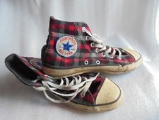 Chucks, Converse All Star Hi, rot grau schwarz kariert, Gr. 39  UK6  "gebraucht"