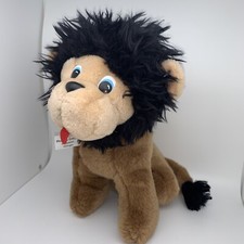 Plüschtier Stofftier Löwe Augen Blau Schwarz Fell Braun Zunge Rot Alt Vintage