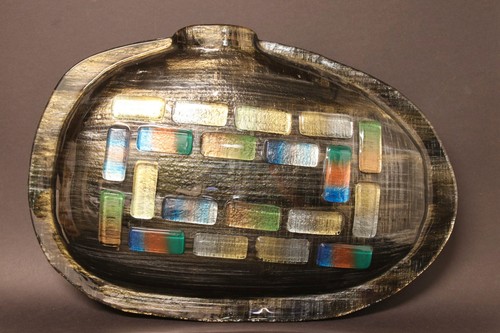 Glasvase bunt mosaikdesign - glasvase,