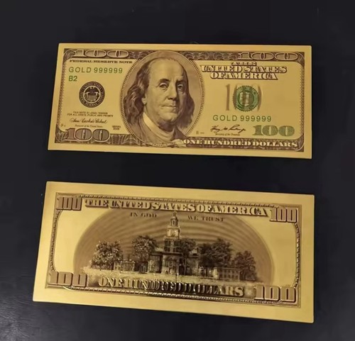100 dollar gold banknote - 100,