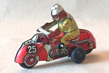 HUKI Old Wind-up Tin Toy UK-41 “Motorcycle”, made US-Zone Germany, working