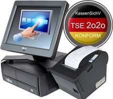 BLACK KASSE TSE KASSENSYSTEM 12" 30cm MONITOR TOUCHSCREEN DRUCKER GASTRO KA55-80