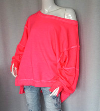 Oversized Sweater Vintage Flashdance Sweat Shirt Signal Neon Pink 38,40,42,44Neu
