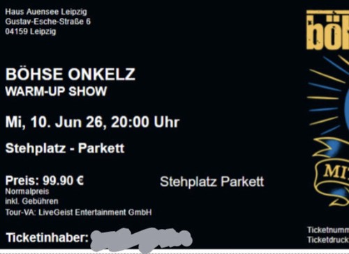 Tickets böhse onkelz - 1-4,