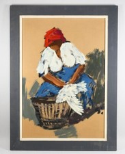 Heinrich ARRIGO WITTLER 1918-2004 Worpswede Bäuerin Frau 58,5 x 78,5cm #125
