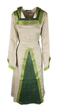 Mittelalter LARP Kleid Samtkleid Gewand Brokat Bordüre Kapuze Ella B-Ware 