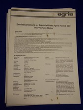 Original Betriebsanleitung - Ersatzteilliste Agria 200 Motorhacke 4-Takt Rarität