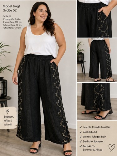 Damen crinkle hose - hose, schwarz