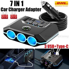 12/24V LED Verteiler Dose Zigarettenanzünder Mehrfachstecker TypC USB Steckdose