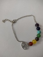 7 Chakra bunte Perlen Armband Lotus Anhänger Energie Knöchel Kette Schmuck