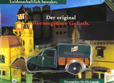 Wernesgrüner Pils Legende Oldtimer Goliath NFZ Modell Dreiradwagen Brauerei