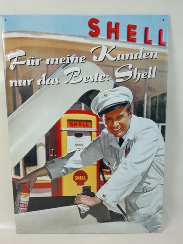 Retro blech schild shell - schild,