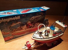 Playmobil 4823 Löschboot Rennboot mit Anhänger und Ausrüstung gebraucht