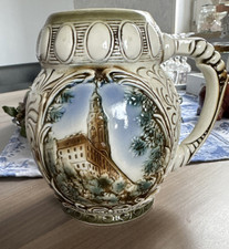 Porzellan Heidecksburg Bierkrug mit Relief Heidecksburg und Löwen Wappen 1 Ltr