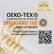 Bademantel Kimono Damen Herren Mäander Medusa Baumwolle schwarz weiss gold 