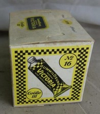 alte leere Pappschachtel  Fahrrad Flickzeug Victoria Gummilösung No. 16