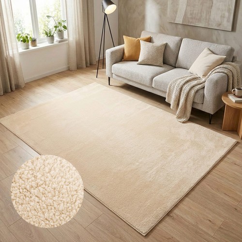 Waschbarer teppich uni - waschbarer, beige