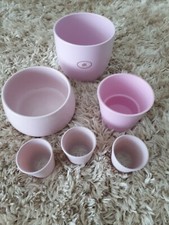 7 Keramik Übertöpfe rosa -  Ø 6,5 - 14.5 cm,  Höhe 6 cm -  Höhe 13 cm 