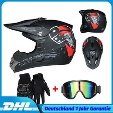 Motocross Brille Handschuhe schwarz Piraten-Totenkopf Quadhelm Crosshelm