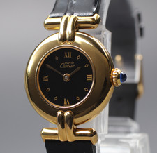 Vintage [Exc+5] Cartier Must Colisee Vermeil 590002 schwarze Damen-Quarzuhr