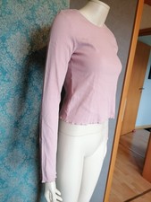 Crop Top Cut Out Basic Oberteil Boho M 38 L 40 Rosa Rose Pink Ripp Sexy Shirt