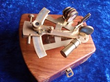 Sextant messing edle holzbox - sextant, messing-edle