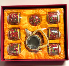 Edles chinesisches Teeset -Teekanne & 6 Tassen- mit Drachenmotiv in Geschenkbox
