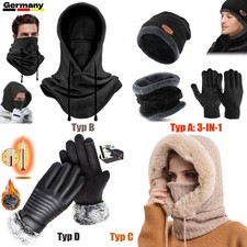 Damen Herren Wintermütze Strickmütze Warme Beanie Handschuhe Set Mütze & Schal
