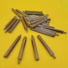 25 Stk. Abstandbolzen M3x45 Messing vernickelt Distanzstücke Distanzbolzen