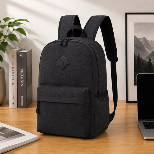 Schwarzer canvas rucksack - canvas-rucksack, mit