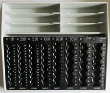 INKIESS 86PL Kasseneinsatz Bargeld Münzzählbrett  1 Cent - 2 € + 6 Scheinfächer