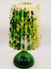 Originale 70er Jahre Freese Tischlampe Flower Power Blumenmuster Grün & Gelb #C