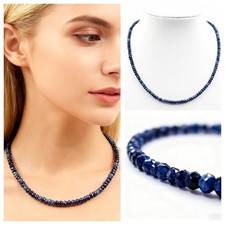 Dunkelblau Saphir Halskette
