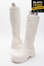 UVP399€ VIC MATIE Leder Knie Stiefel US6 UK3 EU36 genarbter Rippbesatz Made in Italy