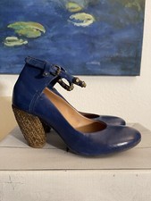 AIRSTEP Pumps Blau Electric Rockstud Raffia 37 100% Echtes Leder