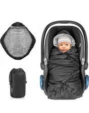 Zamboo Einschlagdecke für Babyschale & Kinderwagen – warm & weich – Schwarz