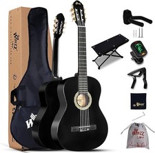 Winzz Klassikgitarre 4/4 für Erwachsene f. Anfänger 39'' Schwarz Gitarre Guitar
