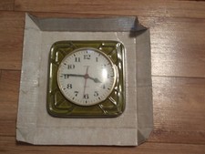 Staiger Keramik Wanduhr   70er Vintage  grün Floral West Germany Quarz Uhr OVP