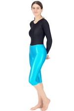 Damen Wetlook Caprihose Capri