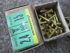Holzschrauben DIN 97 Eisen vermessingt, Schrauben Schlitz 2,4 x 15 mm Senkkopf