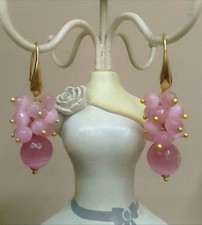 Ohrringe Stahl Katzenauge Rosa