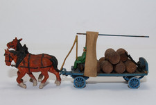 hf1454, Alte Preiser Figuren Brauereiwagen 2er Gespann TOP H0 1:87